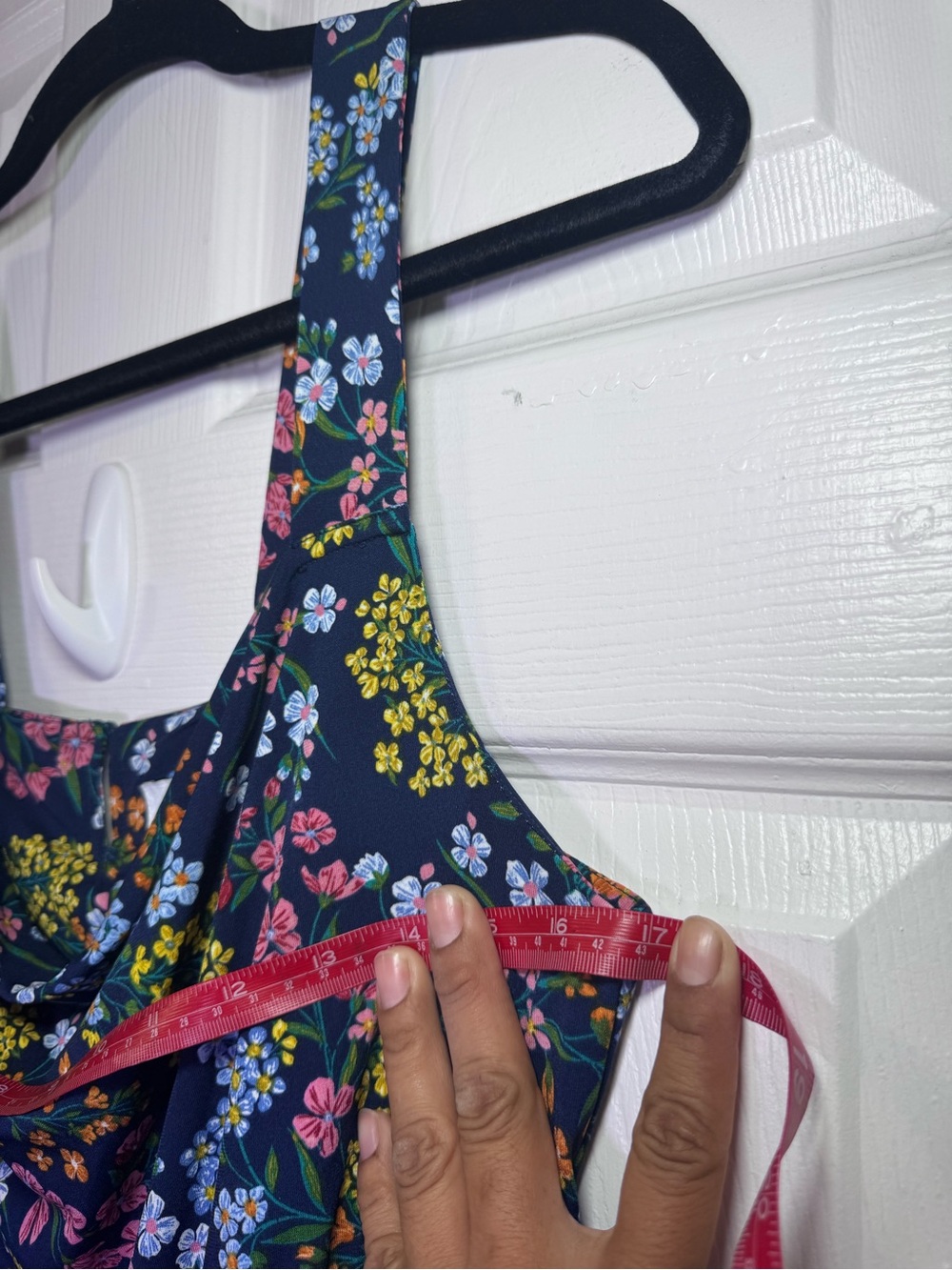 Leota Navy Floral Midi Dress with Pink, Yellow & Green Accents - Picture 7 of 8